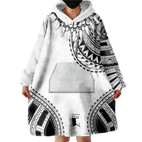 Polynesian Chief Inspired Costume Wearable Blanket Hoodie Tribal Pattern With Tooth Necklace White