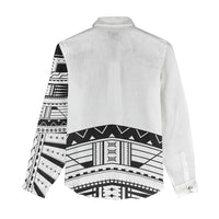 Polynesian Chief Inspired Costume Women Casual Shirt Tribal Pattern With Tooth Necklace White