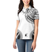 Polynesian Chief Inspired Costume Women Polo Shirt Tribal Pattern With Tooth Necklace White