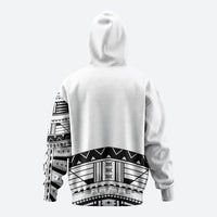 Polynesian Chief Inspired Costume Zip Hoodie Tribal Pattern With Tooth Necklace White