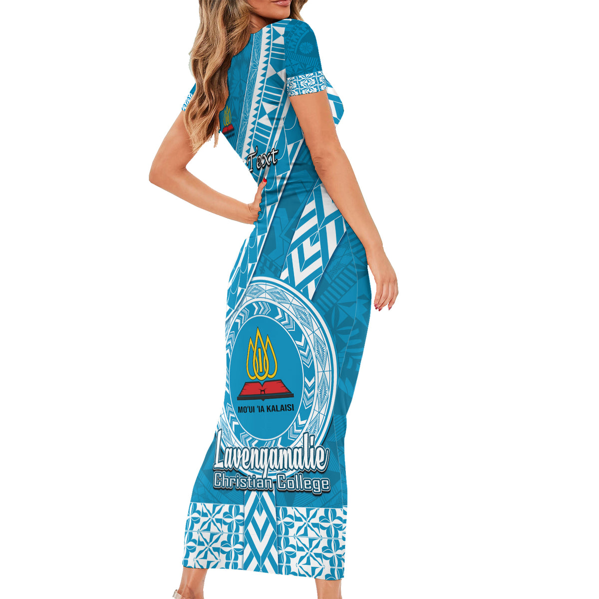 custom-lavengamalie-college-short-sleeve-bodycon-dress-tongan-kupesi-pattern