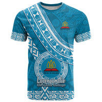 Custom Lavengamalie College T Shirt Tongan Kupesi Pattern LT05 Blue - Polynesian Pride