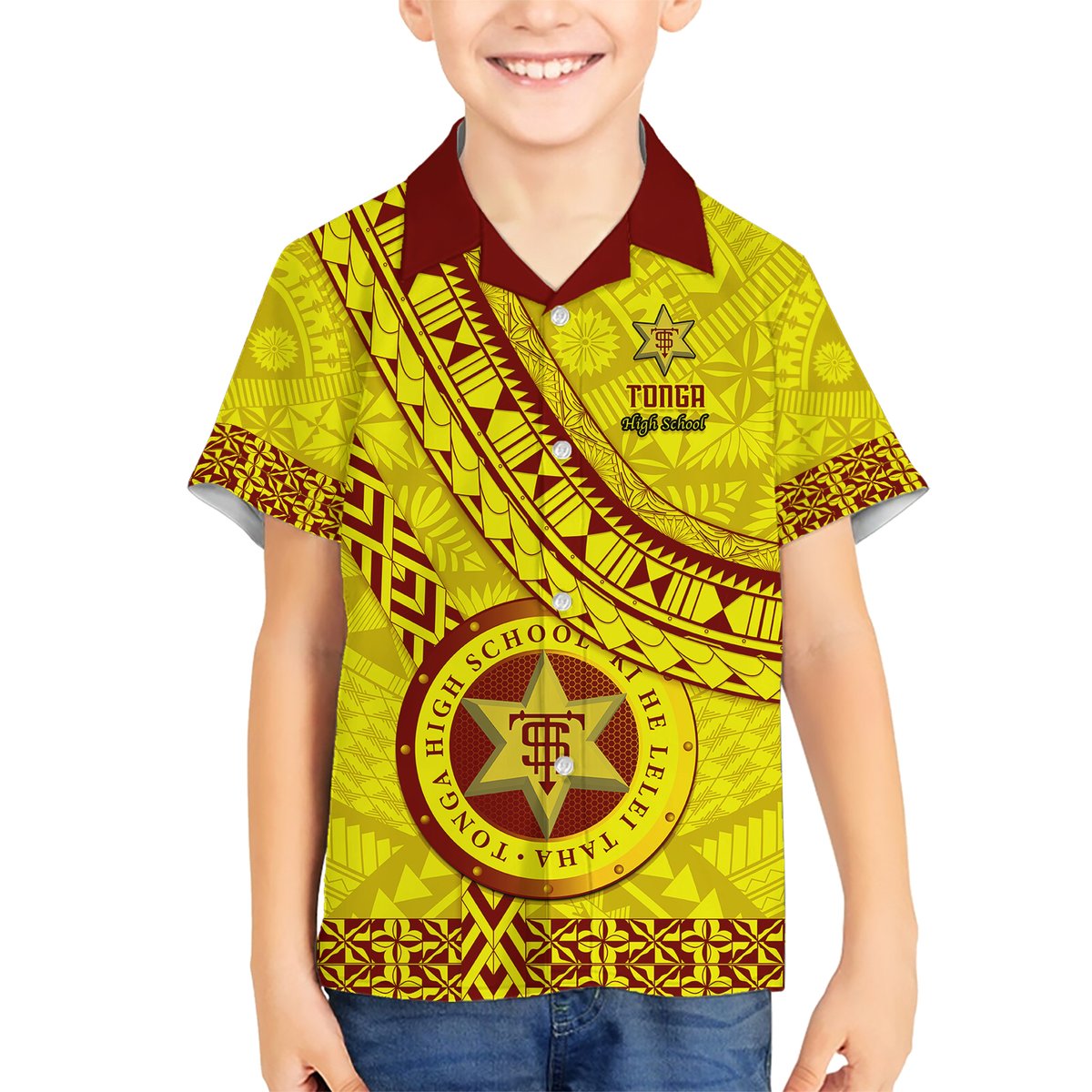 Custom Tonga High School Hawaiian Shirt Tongan Kupesi Pattern LT05 - Polynesian Pride