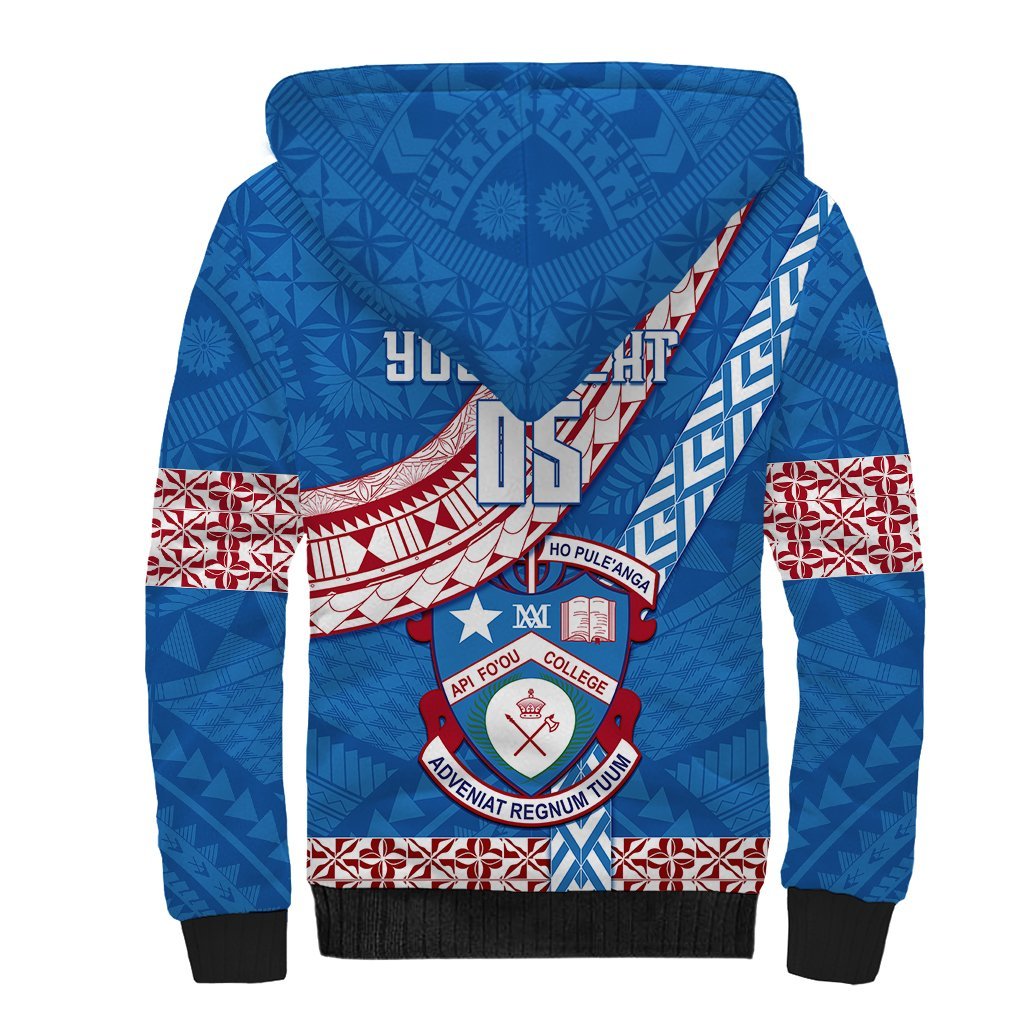 Custom Apifoou College Sherpa Hoodie Tongan Kupesi Pattern LT05 - Polynesian Pride