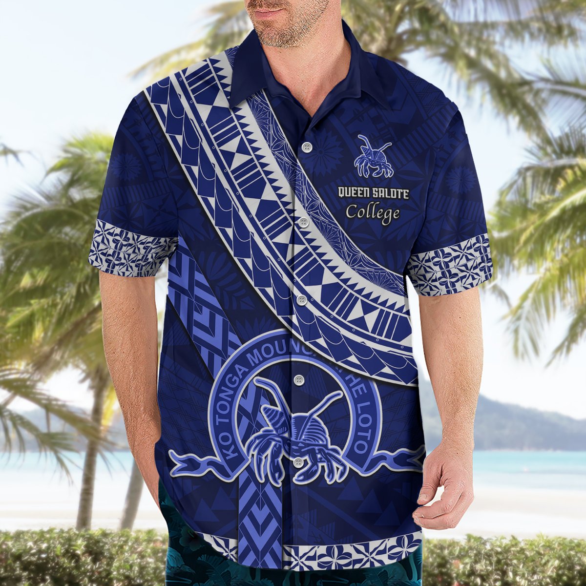 Custom Queen Salote College Hawaiian Shirt Tongan Kupesi Pattern LT05 - Polynesian Pride