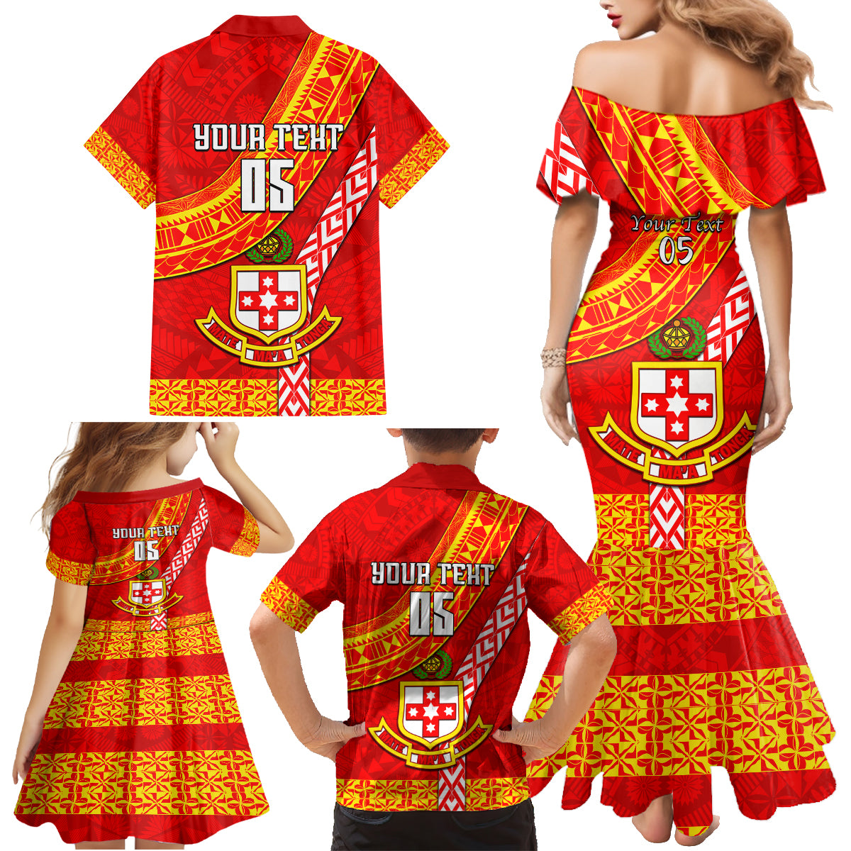 Custom Kolisi Tonga Family Matching Mermaid Dress and Hawaiian Shirt Tongan Kupesi Pattern LT05 - Polynesian Pride