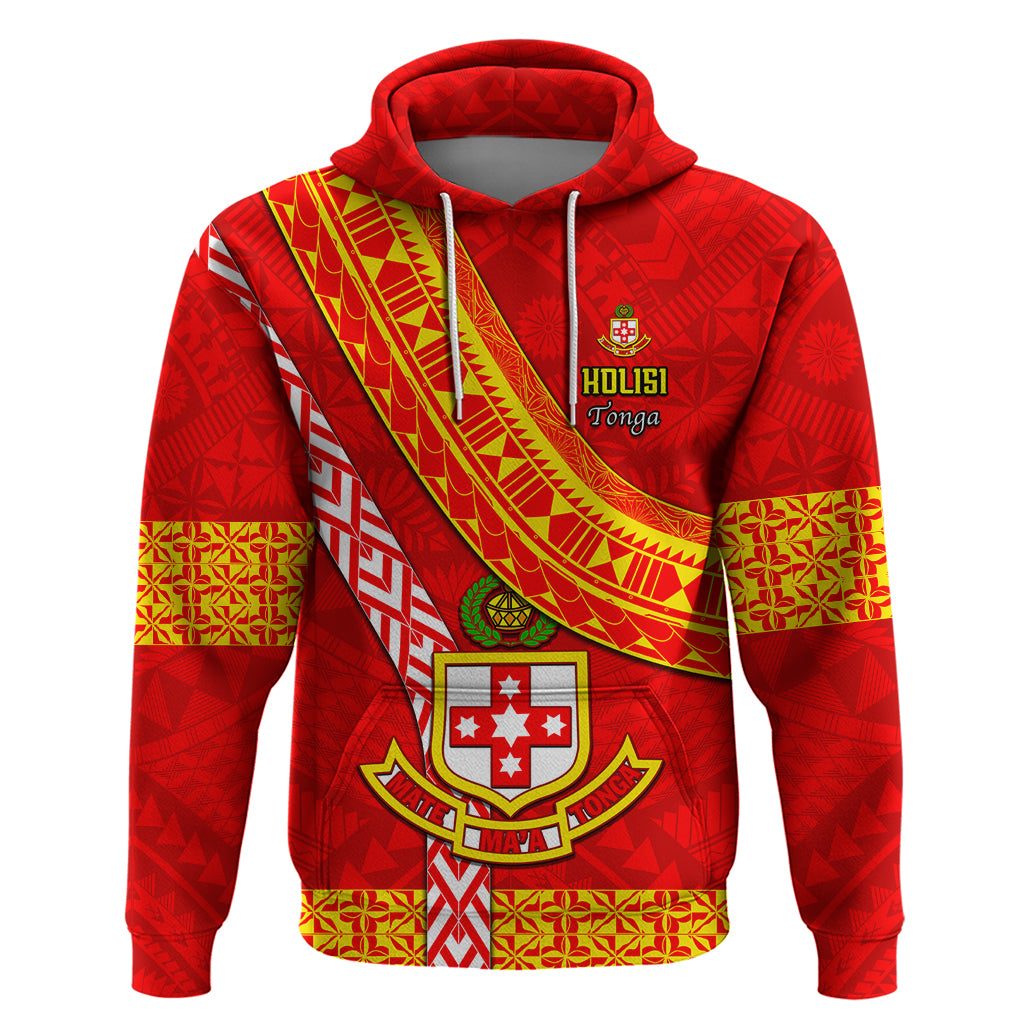 Custom Kolisi Tonga Hoodie Tongan Kupesi Pattern LT05 Pullover Hoodie Red - Polynesian Pride