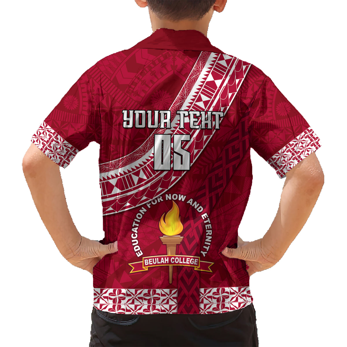 custom-beulah-college-kid-hawaiian-shirt-tongan-kupesi-pattern
