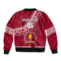 Custom Beulah College Sleeve Zip Bomber Jacket Tongan Kupesi Pattern LT05 - Polynesian Pride