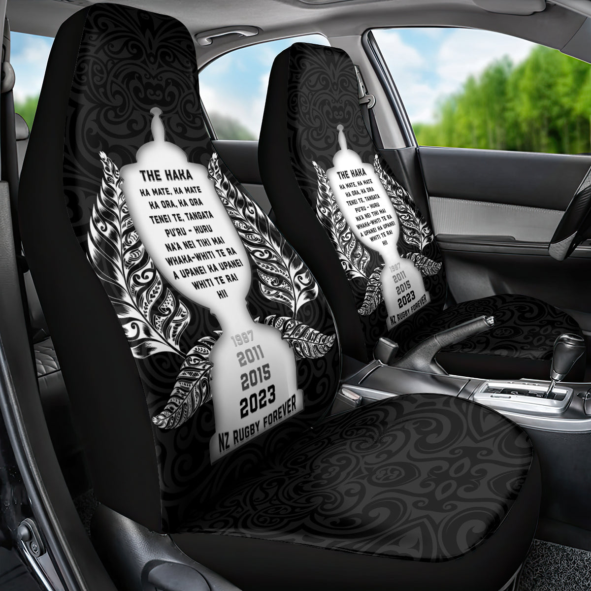New Zealand Rugby Car Seat Cover The Haka With Champions Cup LT05 - Polynesian Pride