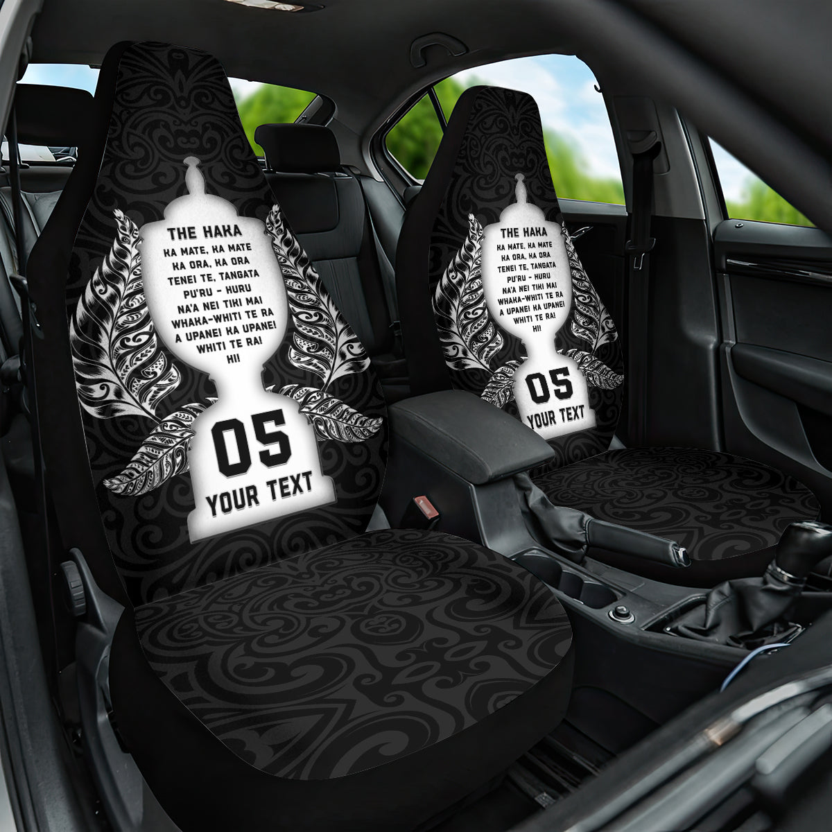 Custom New Zealand Rugby Car Seat Cover The Haka With Champions Cup LT05 One Size Black - Polynesian Pride