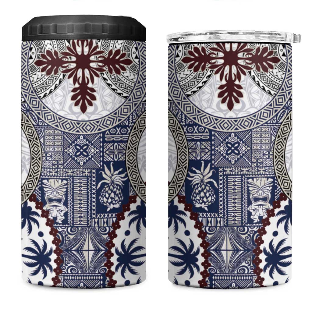 Hawaii 4 in 1 Can Cooler Tumbler Barkcloth Pattern Vintage Style
