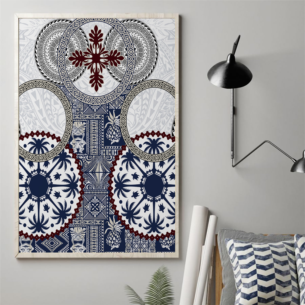 Hawaii Canvas Wall Art Barkcloth Pattern Vintage Style LT05 - Polynesian Pride