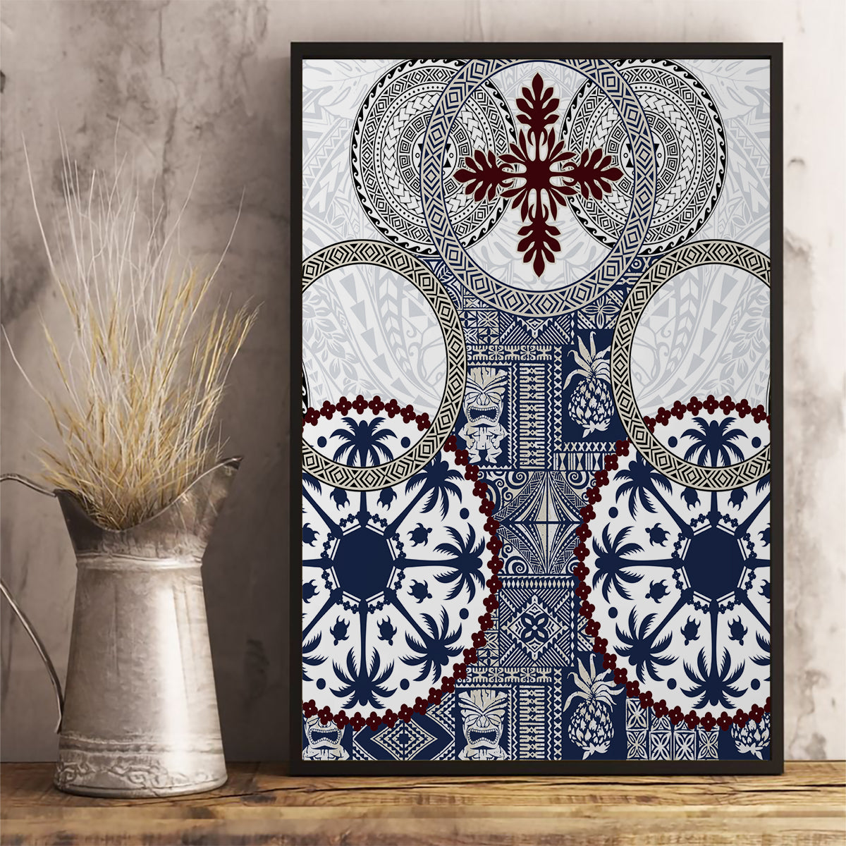 Hawaii Canvas Wall Art Barkcloth Pattern Vintage Style LT05 - Polynesian Pride