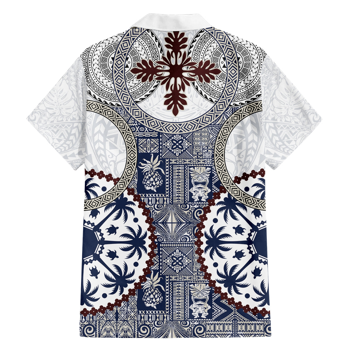 Hawaii Family Matching Off Shoulder Maxi Dress and Hawaiian Shirt Barkcloth Pattern Vintage Style LT05 - Polynesian Pride