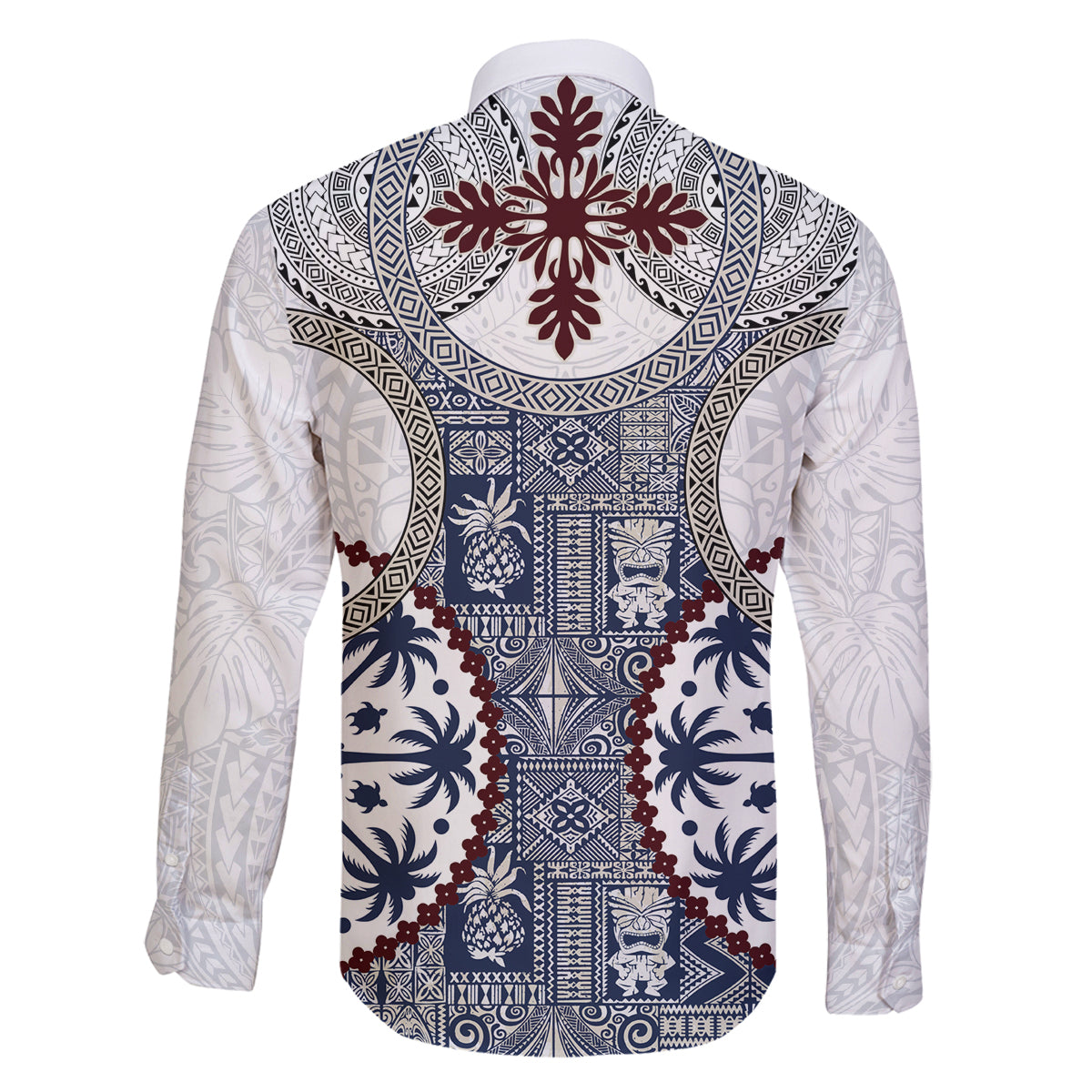 Hawaii Family Matching Off Shoulder Maxi Dress and Hawaiian Shirt Barkcloth Pattern Vintage Style LT05 - Polynesian Pride