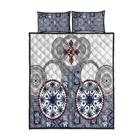 Hawaii Quilt Bed Set Barkcloth Pattern Vintage Style LT05 Blue - Polynesian Pride