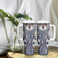 Hawaii Tumbler With Handle Barkcloth Pattern Vintage Style