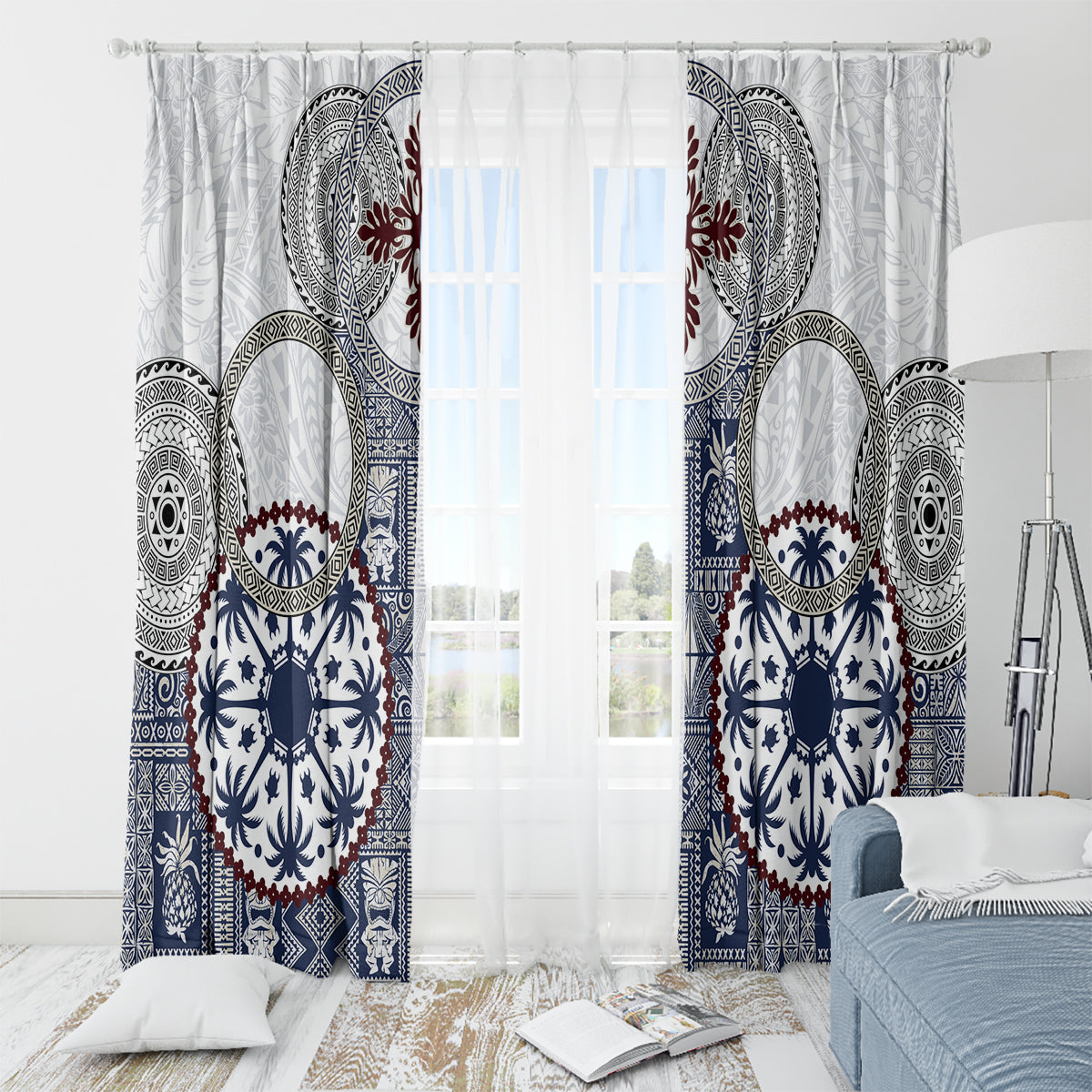 Hawaii Window Curtain Barkcloth Pattern Vintage Style LT05 - Polynesian Pride