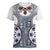 Hawaii Women V Neck T Shirt Barkcloth Pattern Vintage Style LT05 Female Blue - Polynesian Pride