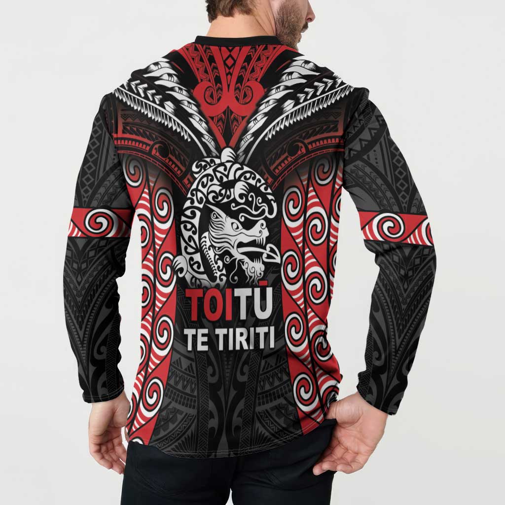 Aotearoa Mana Maori Button Sweatshirt Toitu Te Tiriti LT05 - Polynesian Pride