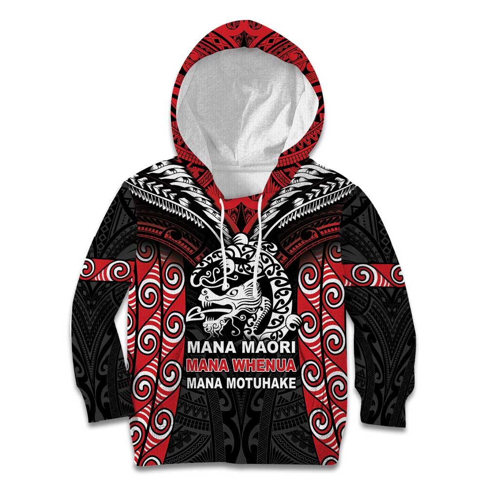Aotearoa Mana Maori Kid Hoodie Toitu Te Tiriti LT05 Hoodie Black - Polynesian Pride