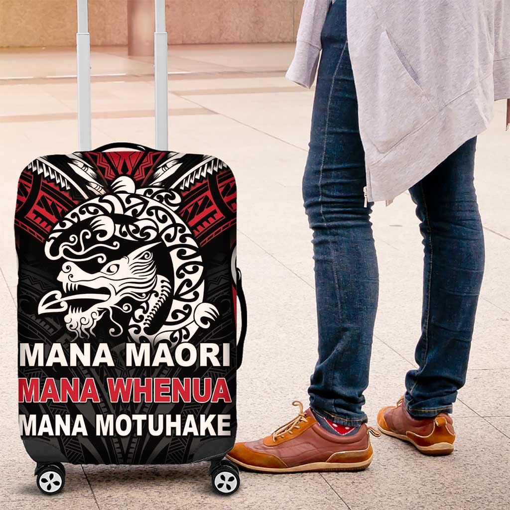 Aotearoa Mana Maori Luggage Cover Toitu Te Tiriti LT05 Black - Polynesian Pride