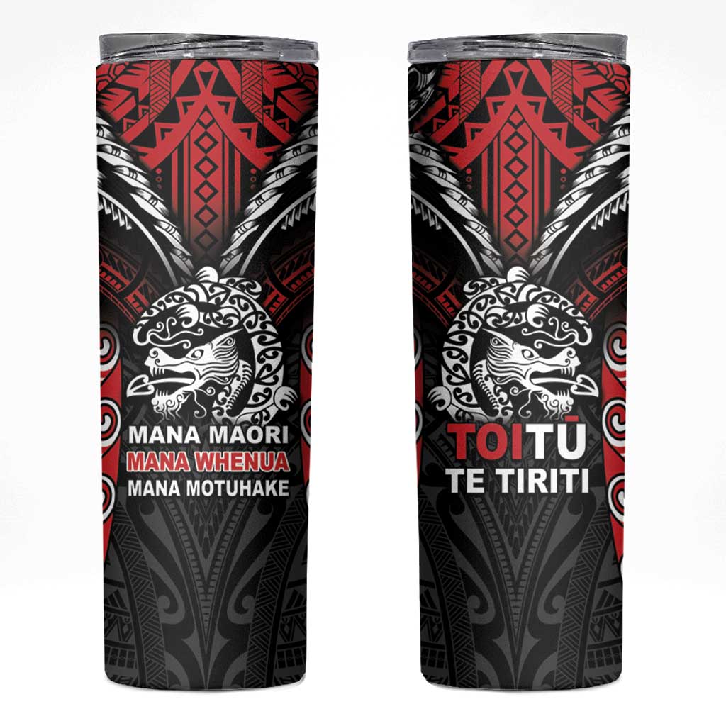Aotearoa Mana Maori Skinny Tumbler Toitu Te Tiriti LT05 Black - Polynesian Pride