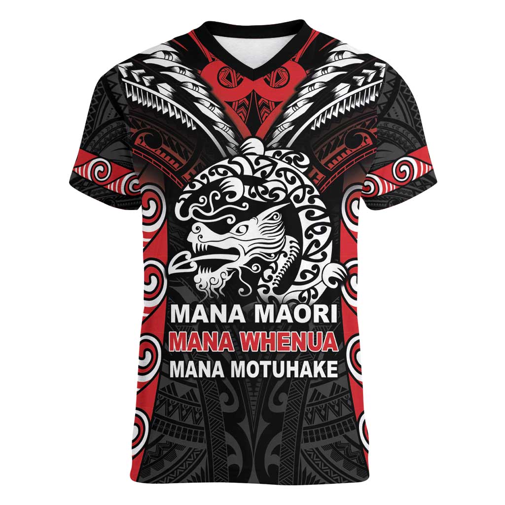 Aotearoa Mana Maori Women V-Neck T-Shirt Toitu Te Tiriti