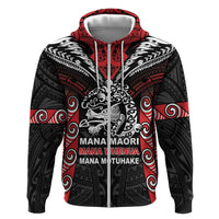 Aotearoa Mana Maori Zip Hoodie Toitu Te Tiriti LT05 Zip Hoodie Black - Polynesian Pride