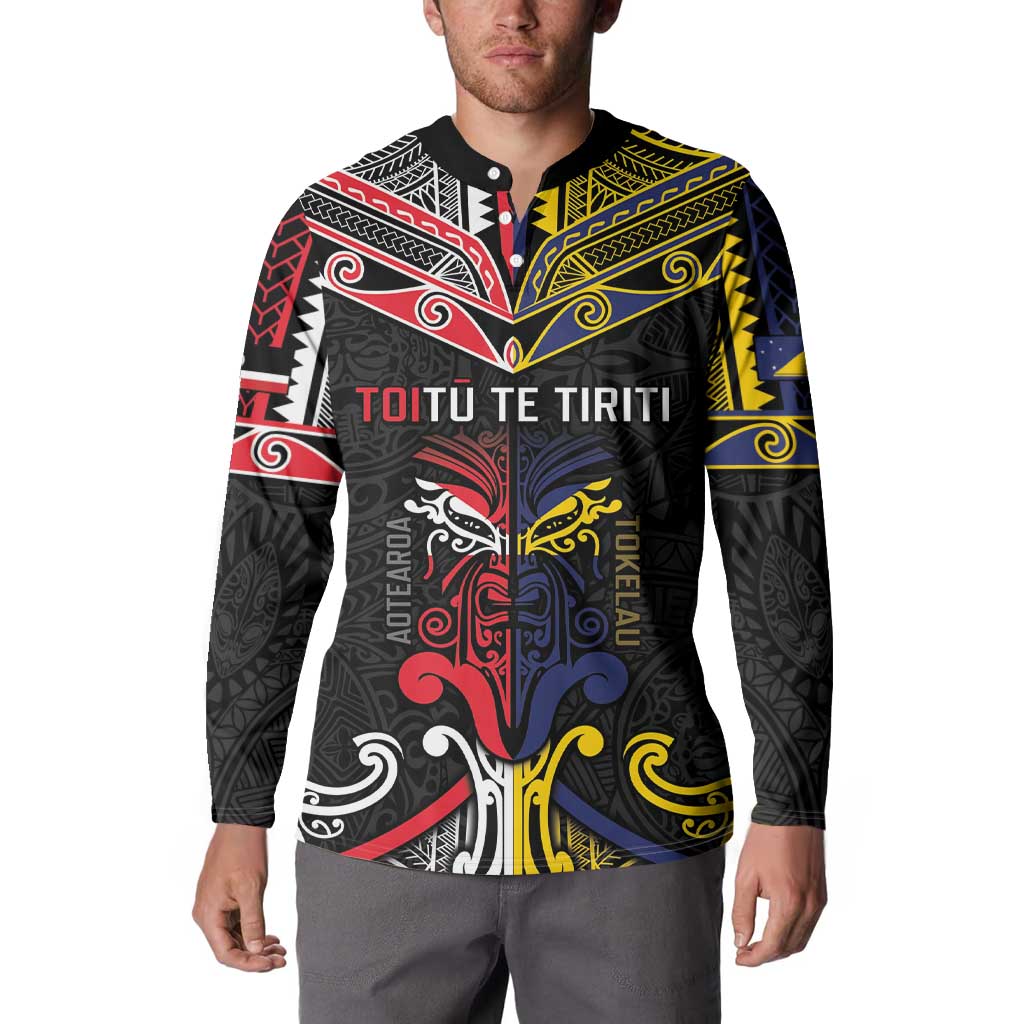 Tokelau And Aotearoa Button Sweatshirt Together For Te Tiriti O Waitangi LT05 - Polynesian Pride