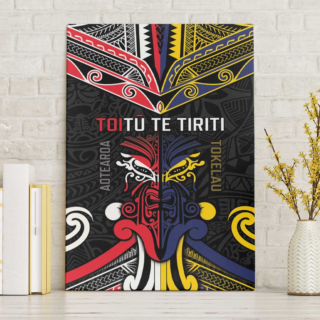 Tokelau And Aotearoa Canvas Wall Art Together For Te Tiriti O Waitangi LT05 Without Frame Black - Polynesian Pride