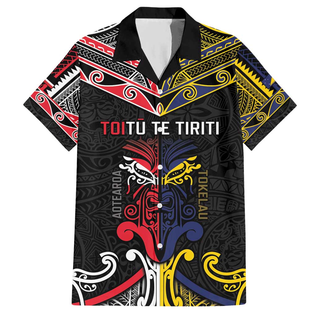 Tokelau And Aotearoa Hawaiian Shirt Together For Te Tiriti O Waitangi LT05 Black - Polynesian Pride