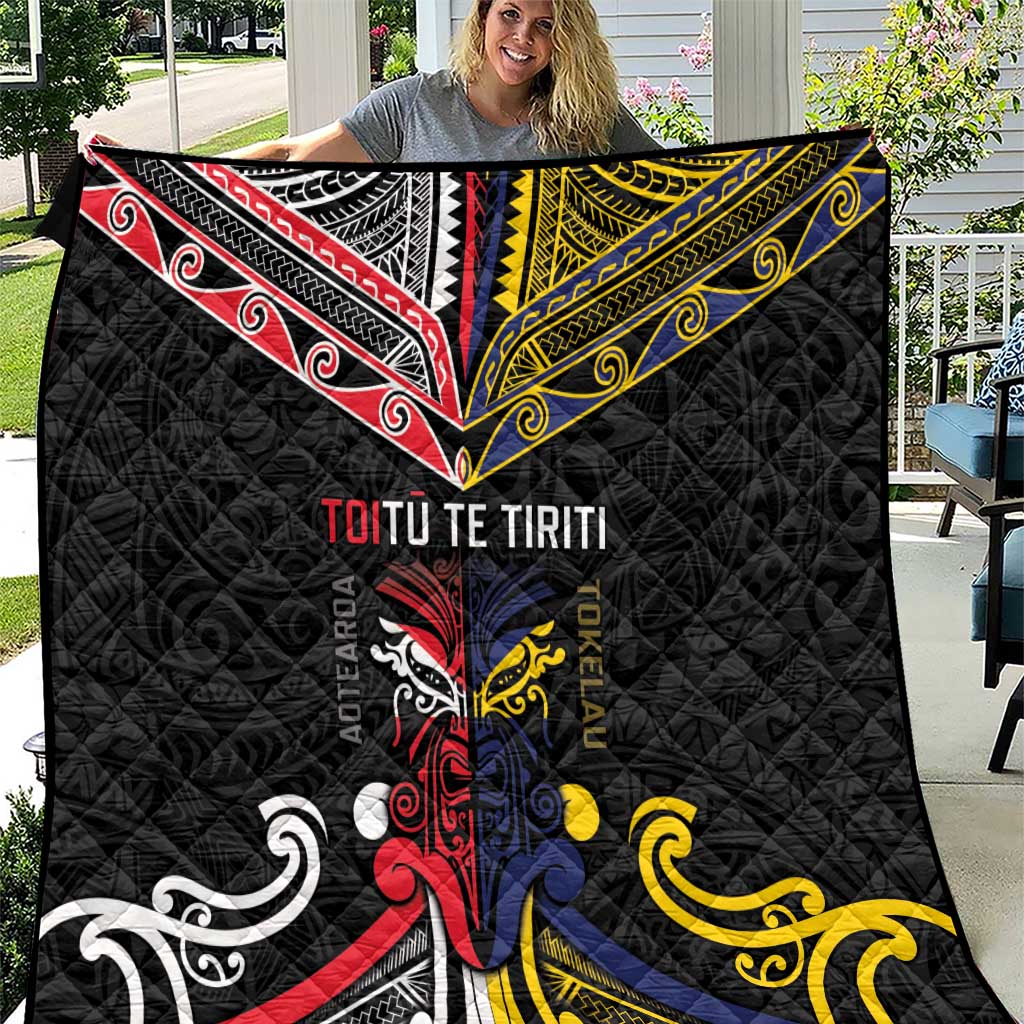 Tokelau And Aotearoa Quilt Together For Te Tiriti O Waitangi LT05 Black - Polynesian Pride