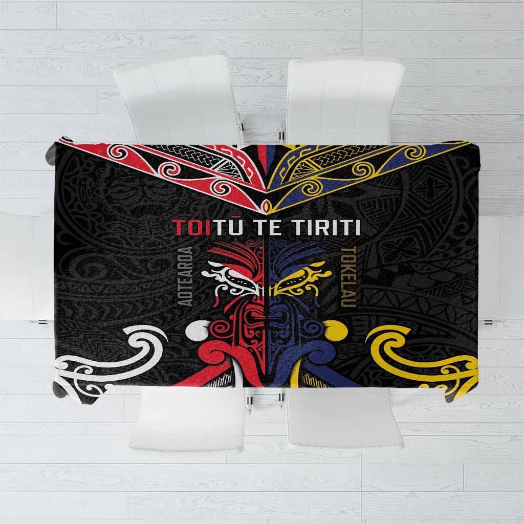 Tokelau And Aotearoa Tablecloth Together For Te Tiriti O Waitangi LT05 Black - Polynesian Pride