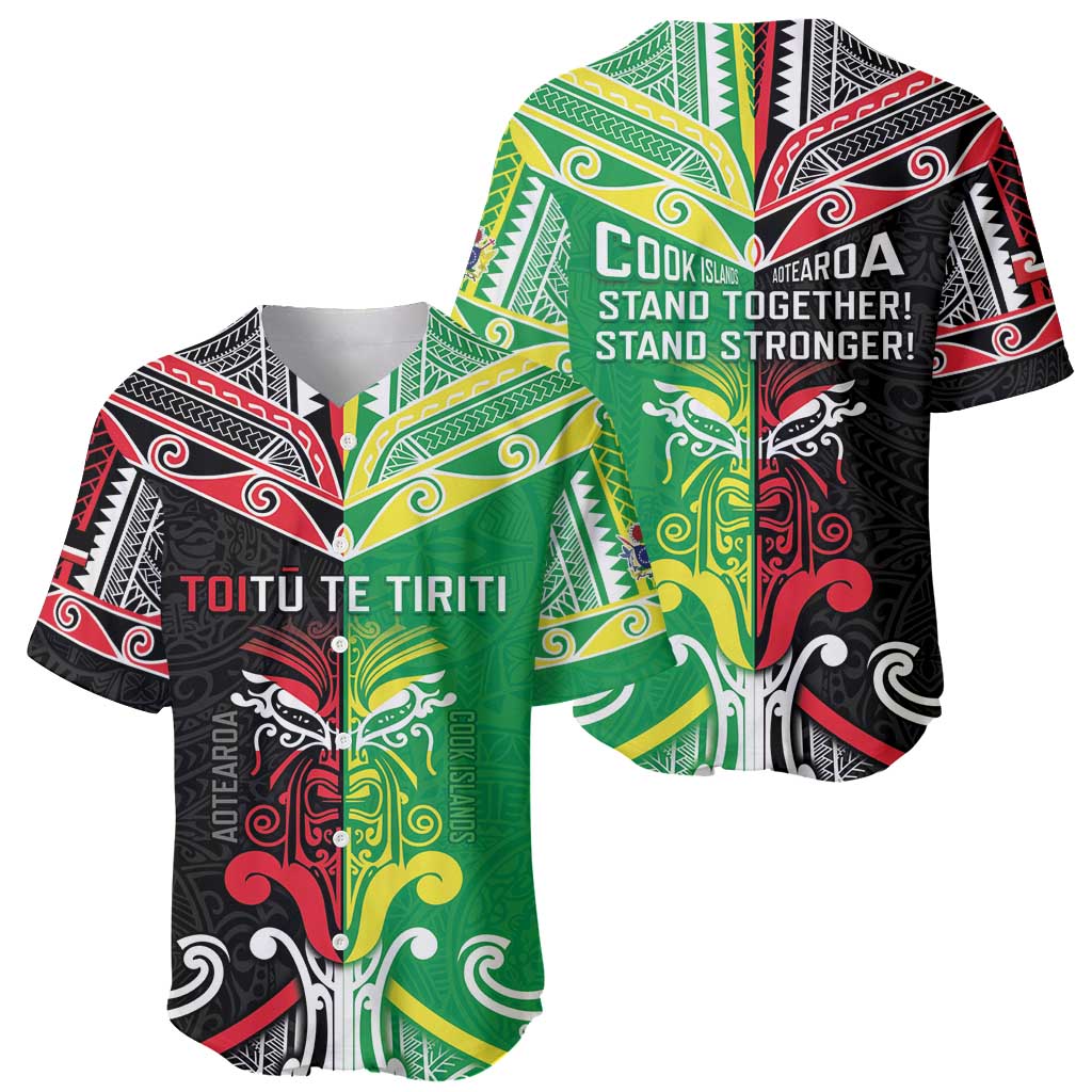 Cook Islands And Aotearoa Baseball Jersey Together For Te Tiriti O Waitangi