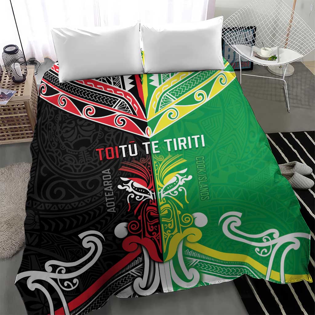 Cook Islands And Aotearoa Bedding Set Together For Te Tiriti O Waitangi
