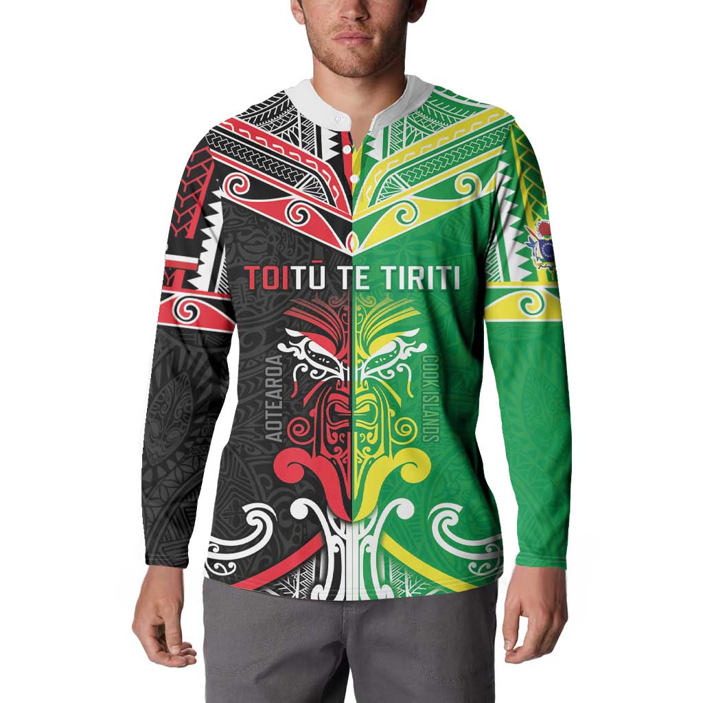 Cook Islands And Aotearoa Button Sweatshirt Together For Te Tiriti O Waitangi