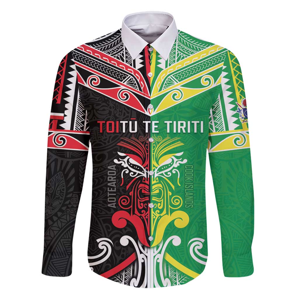 Cook Islands And Aotearoa Family Matching Off Shoulder Maxi Dress and Hawaiian Shirt Together For Te Tiriti O Waitangi