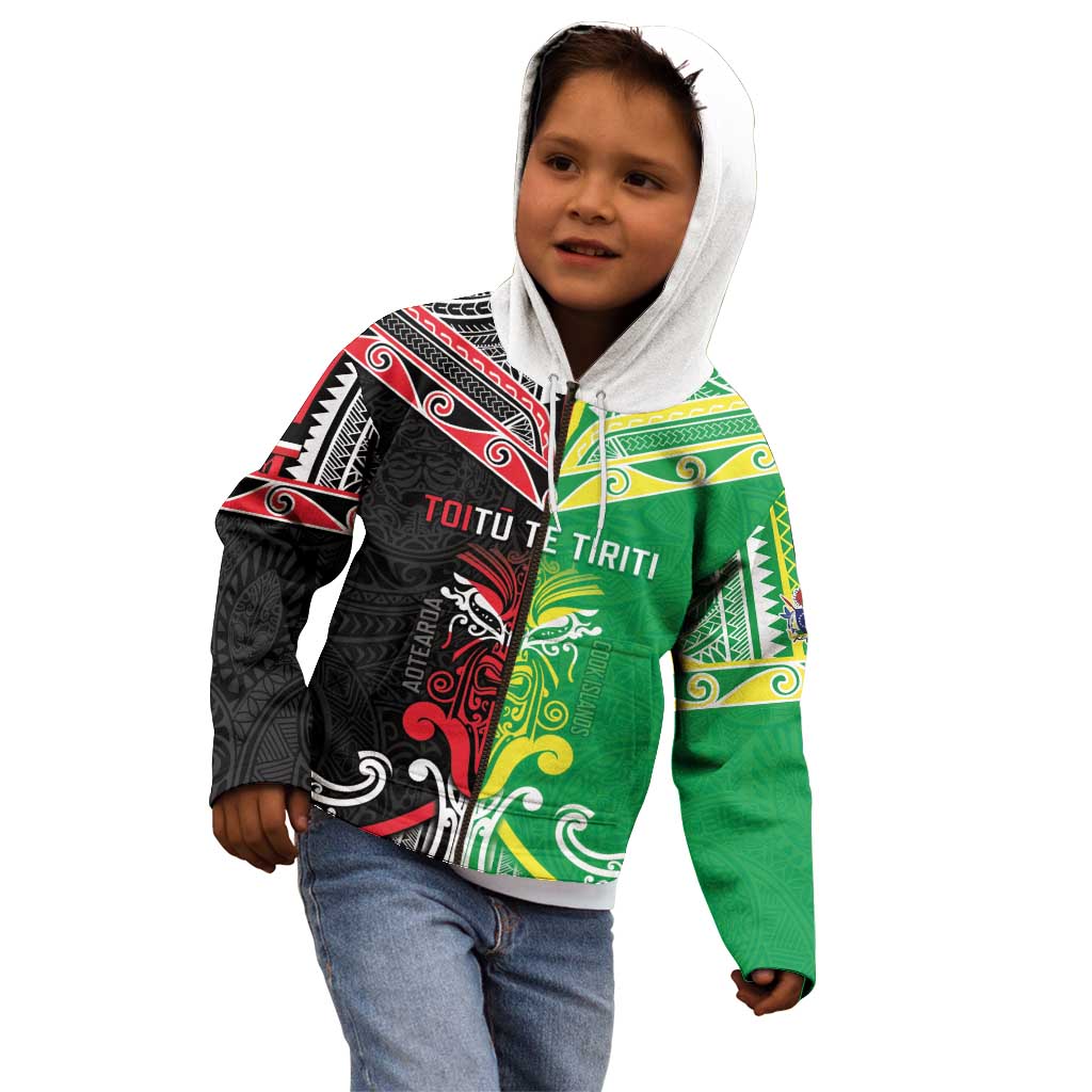 Cook Islands And Aotearoa Kid Hoodie Together For Te Tiriti O Waitangi