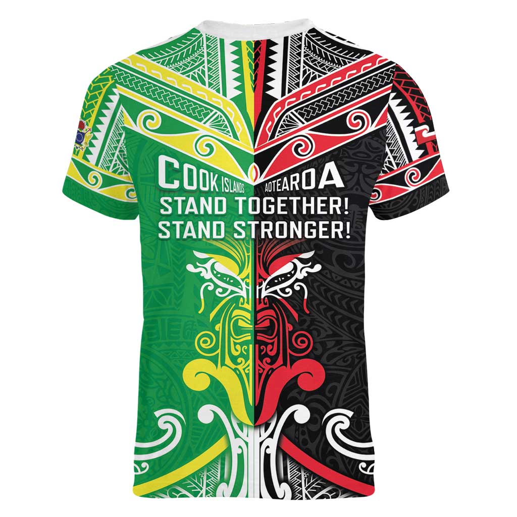 Cook Islands And Aotearoa Women V-Neck T-Shirt Together For Te Tiriti O Waitangi