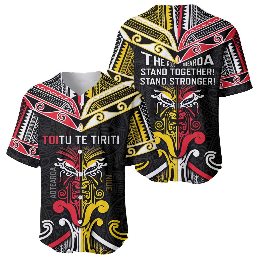 Niue And Aotearoa Baseball Jersey Together For Te Tiriti O Waitangi LT05 - Polynesian Pride