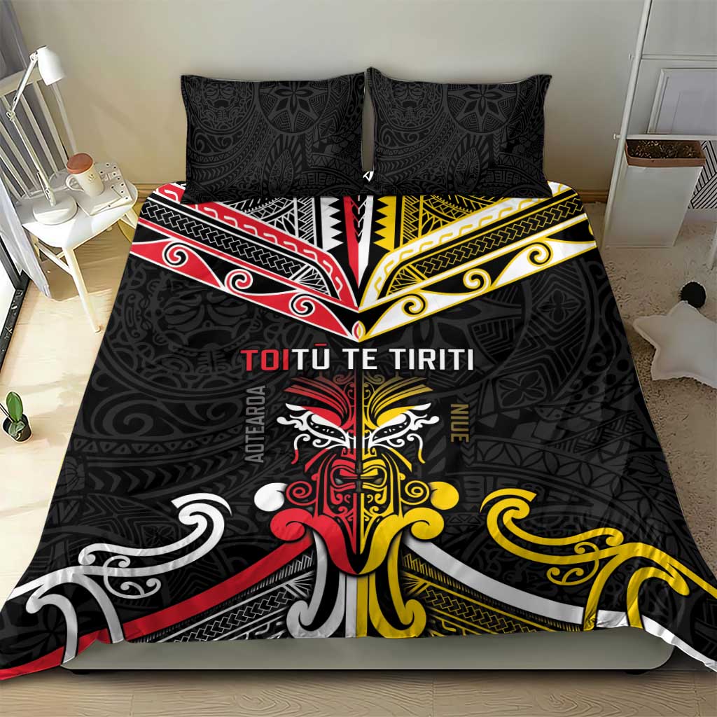 Niue And Aotearoa Bedding Set Together For Te Tiriti O Waitangi