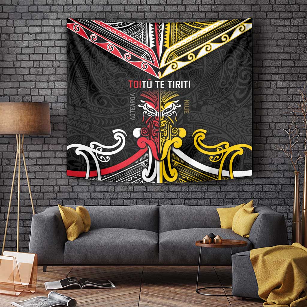 Niue And Aotearoa Tapestry Together For Te Tiriti O Waitangi LT05 Black - Polynesian Pride