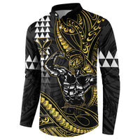 Hawaii Ikaika Warrior Helmet Button Sweatshirt Gold Style