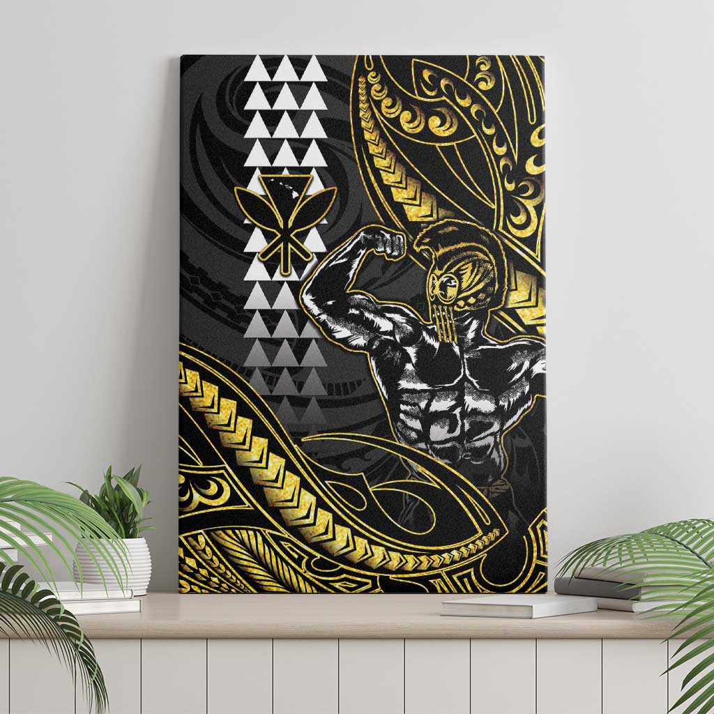Hawaii Ikaika Warrior Helmet Canvas Wall Art Gold Style