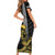 Hawaii Ikaika Warrior Helmet Family Matching Short Sleeve Bodycon Dress and Hawaiian Shirt Gold Style