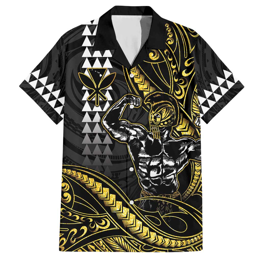 Hawaii Ikaika Warrior Helmet Hawaiian Shirt Gold Style