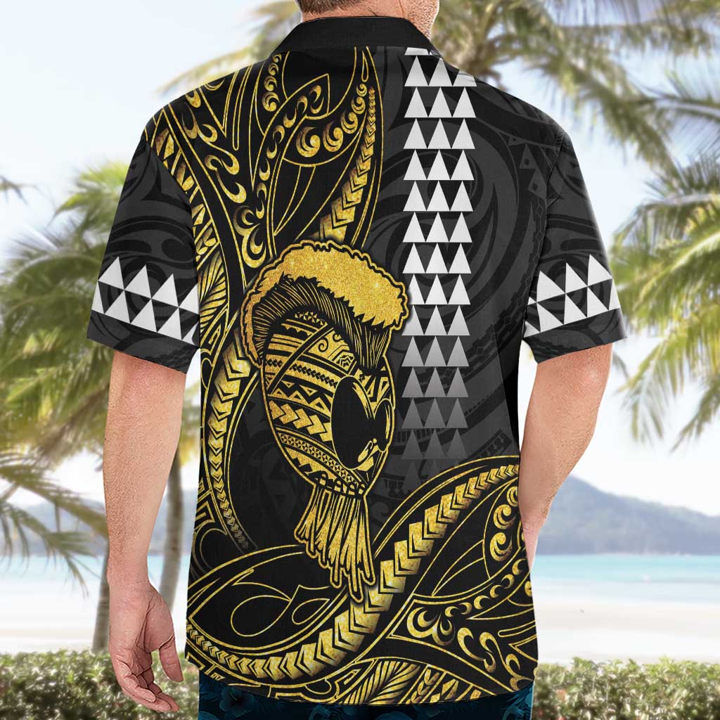 Hawaii Ikaika Warrior Helmet Hawaiian Shirt Gold Style