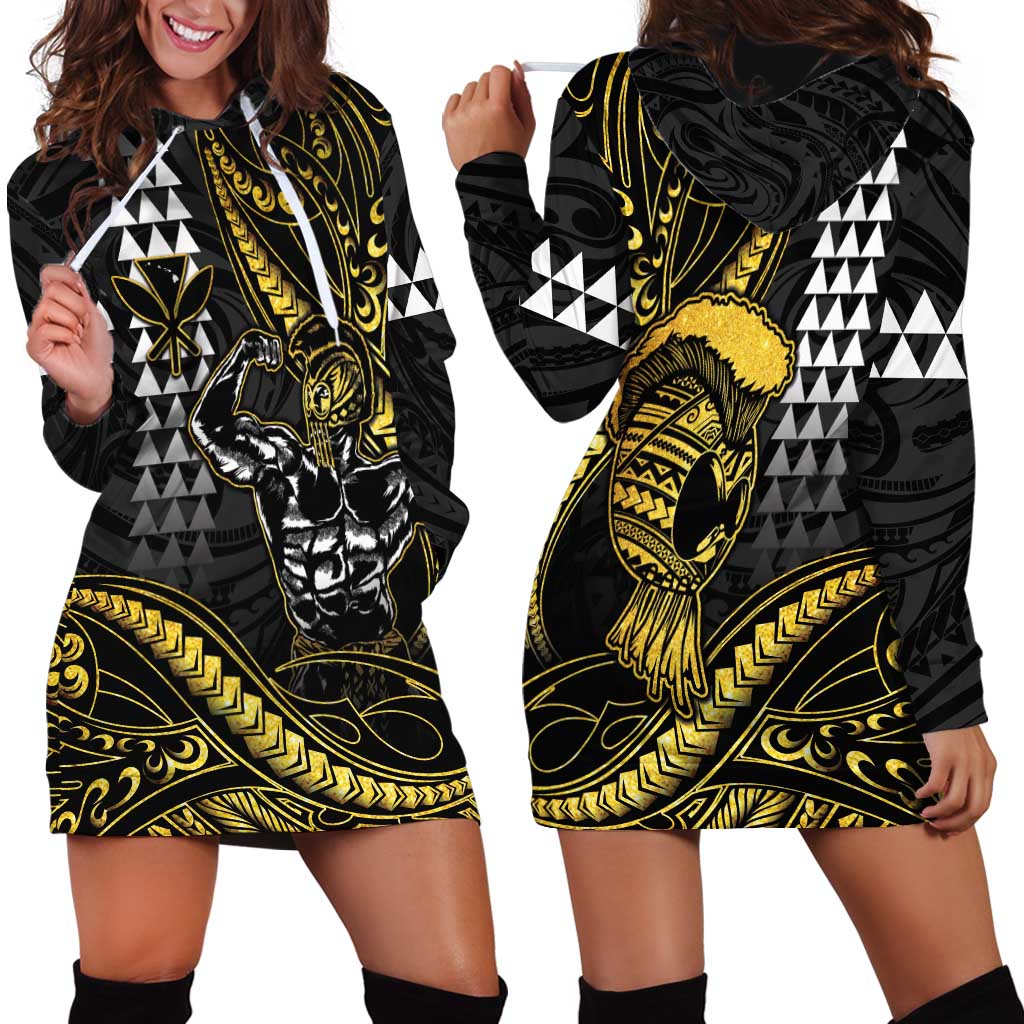 Hawaii Ikaika Warrior Helmet Hoodie Dress Gold Style